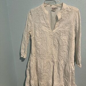 White Embroidered Tunic Dress
